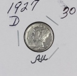 1927-D MERCURY DIME - AU