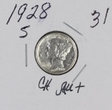 1928-S MERCURY DIME - CH AU+