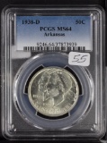 1938-D PCGS MS64 ARKANSAS COMMEMORATIVE HALF DOLLAR