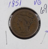 1851 - BRAIDED HAIR LARGE CENT - VG