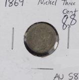 1869 - NICKEL THREE CENT PIECE - AU