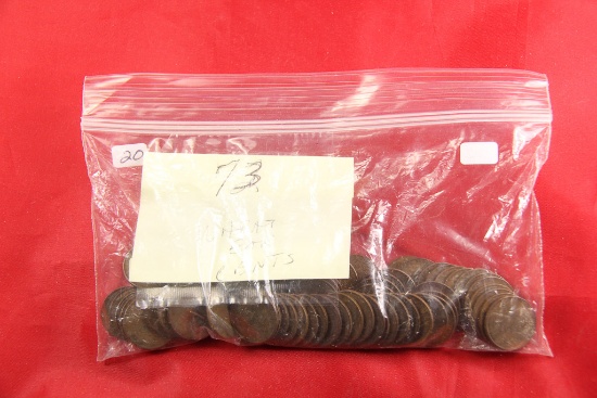 LOT OF 73 - WHEATEAR LINCOLN CENTS