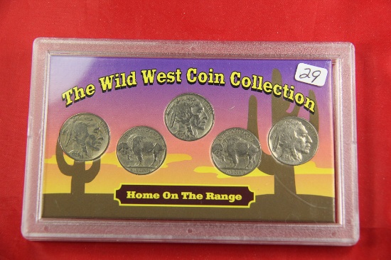 LOT OF 5 - BUFFALO NICKELS - WILD WEST CASE