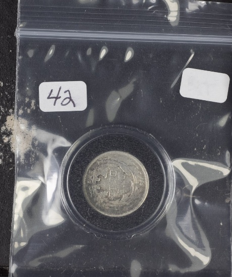 1875 -S BELOW BOW - SEATED LIBERTY DIME - F