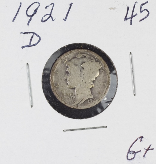 1921-D MERCURY DIME - G+