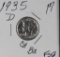 1935-D MERCURY DIME - CH BU - FULL SPLIT BANDS