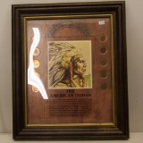 THE AMERICAN INDIAN FRAME WITH 10 INDIAN CENTS