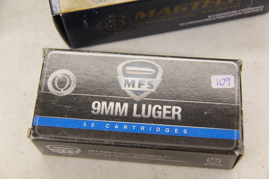 1 Box of 50, MFS 9 mm Luger 115 gr FMJ