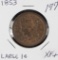 1853 - BRAIDED HAIR LARGE CENT - XF+