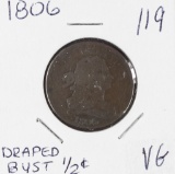 1806 - DRAPED BUST HALF CENT - VG