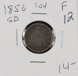 1856 - SMALL DATE LIBERTY SEATED DIME - F