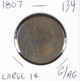 1807 - DRAPED BUST LARGE CENT - G/AG