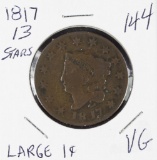 1817 13 STARS - MATRON HEAD LARGE CENT - VG