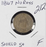 1867 - NO RAYS SHIELD NICKEL - F