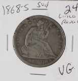 1868-S LIBERTY SEATED HALF DOLLAR - VG