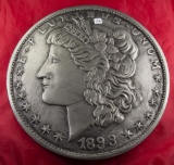 LOT OF 2 PLAQUES OBV & REV 1893 MORGAN DOLLAR