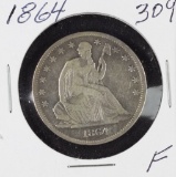 1864 - SEATED LIBERTY HALF DOLLAR - F