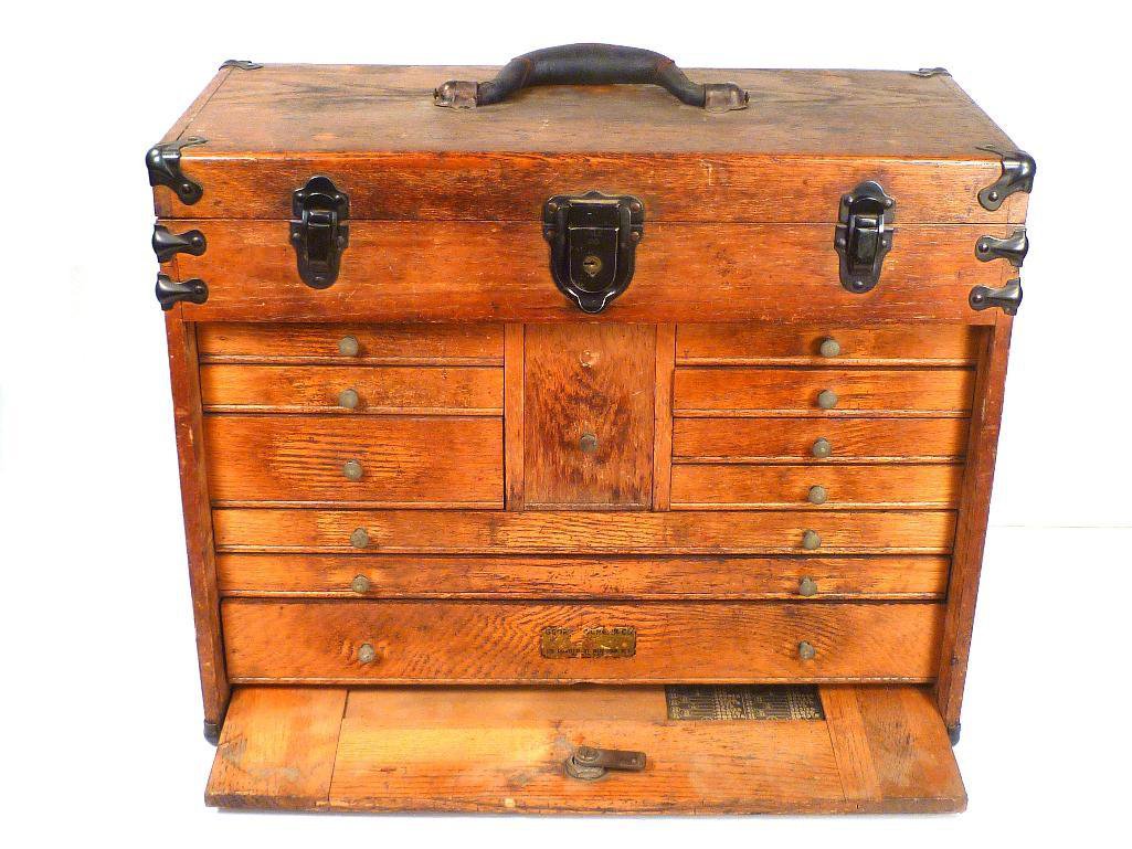 Vintage 1900s Machinist Toolbox Wood and Leather Antique, Machinist, Wood  and Leather Tool Box 