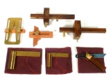 7-Pc. Lot of Rosewood & Brass Layout & Marking Tools