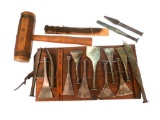 Shipwright's Mallet with 14 Caulking Irons in Wood Box ? ??