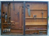 Dovetailed Wood Tool Chest with Wooden Planes & Tools