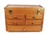 Oak 5-Drawer Case with Hinged Lid