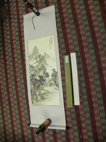 Oriental scroll on silk