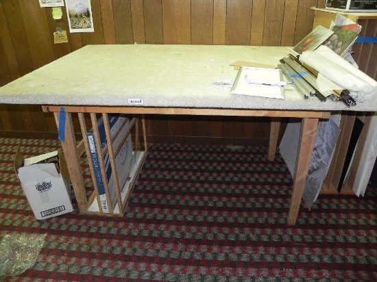 Large workbench with carpeted top