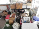 Large lot of canning supplies coolers and more