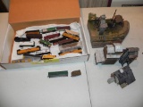 Box of N gauge freight cars and buildings