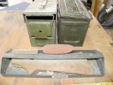 Wooden gunstock and ammo cans
