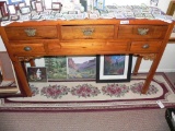 Ornate pine 5 drawer sofa/entry table