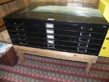 Safco 5 drawer metal map cabinet full of matt board.