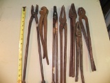 7 blacksmith tongs lot