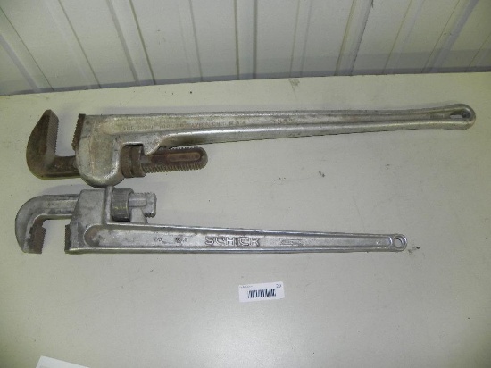 36" The Ridge tool co/ 24" Schick brand pipe wrenches