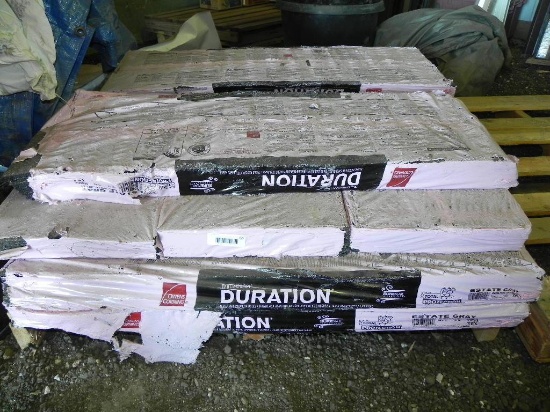 Pallet of Duration roofing shingles.