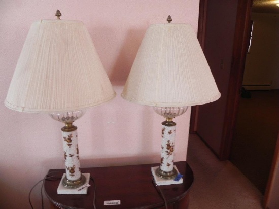 Pair of marble base lamps