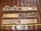 3 mid to late 1800's wood planes with wormholes