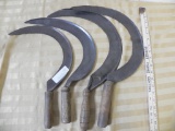 4 early hand forged sickle's
