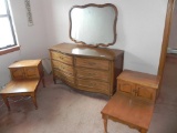 Maple dresser mirror and nightstands