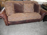 Leather Master King hickory sofa with 4 pillows.