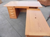 Woodley's winners only oak 2 piece desk.