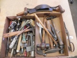 Antique draw knives and hand tools