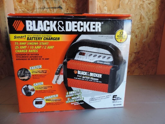 Black and Decker 12 volt smart battery charger with original box.