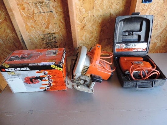Black & Decker 3x21" belt sander, 2 speed jig saw with case and B&D circular saw all tested