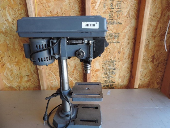 Central Machinery 8" table top drill press with keyed chuck and key.