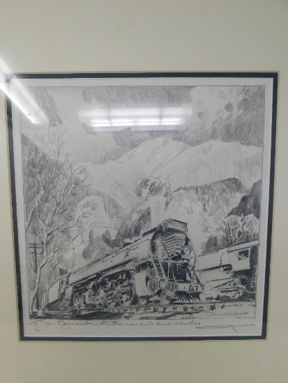 Signed Kuhler railroad artwork
