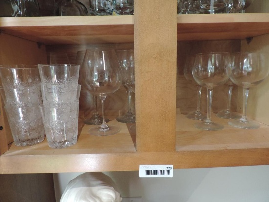 6 Riedel wine glasses, 6 cut glass low ball glasses and more.