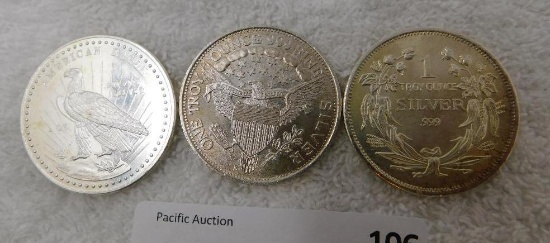 Three Silver one ounce rounds