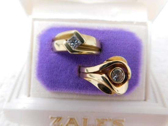 Gold wedding ring set